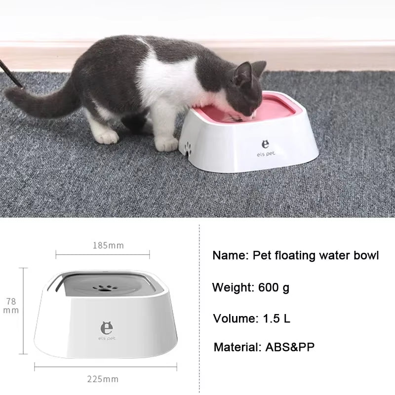 Floating Non-Wetting Mouth Cat Bowl without Spill Drinking Water Dispenser, Plastic Anti-Over Dog Bowl